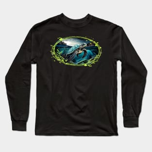 Sea turtle in deep blue Long Sleeve T-Shirt